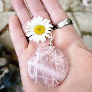 Handcrafted Rose Qiartz pendant